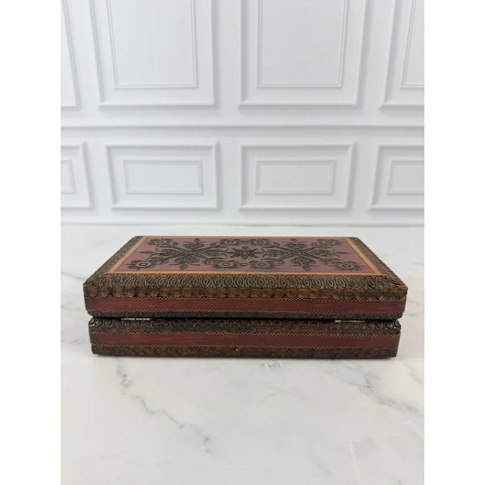 VTG Polish Carved Wooden Keepsake Box 8.5